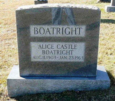 Alice Castle Boatright Gravestone