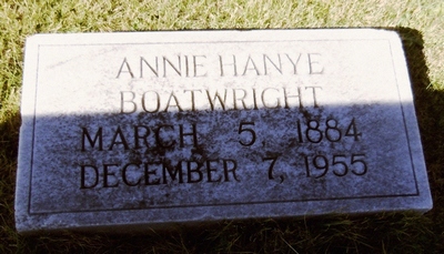 Annie Elizabeth Hanye Boatwright Gravestone