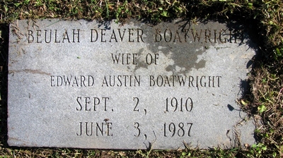Beulah Deaver Boatwright Gravestone
