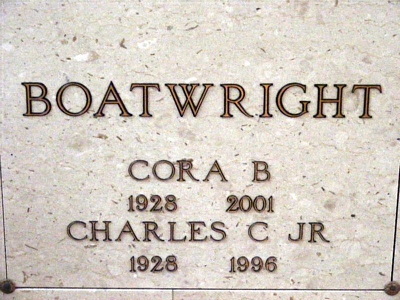 Charles Columbus and Cora Belle Moore Boatwright Gravestone
