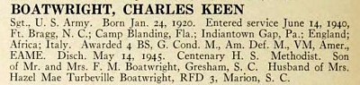 Charles Keen Boatwright World War II record