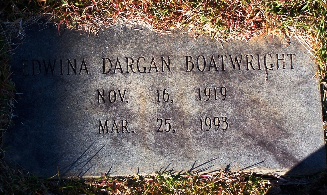 Edwina Dargan Boatwright Gravestone