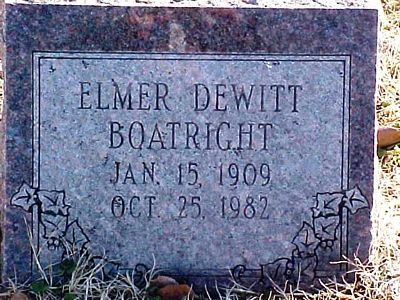 Elmer Dewitt Boatright Gravestone