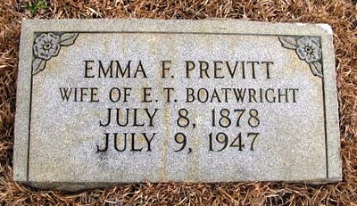Emma Frances Previtte Boatwright Gravestone