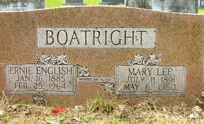 Ernie English and Mary Lee Birdsong Boatright Gravestone
