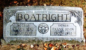Frank Irvin and Clara Mae Boatright Gravestone