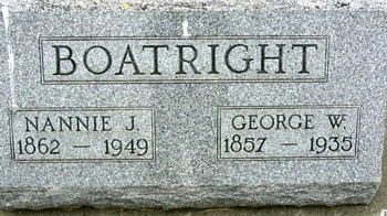 George Wesley Boatright and Nanna Jane Keeny Gravestone