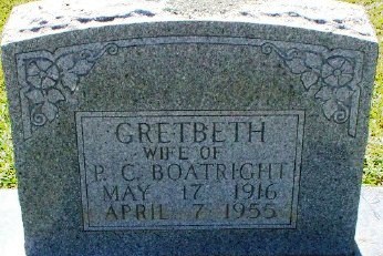 Lula Gretbeth Bushmeir Boatright Gravestone