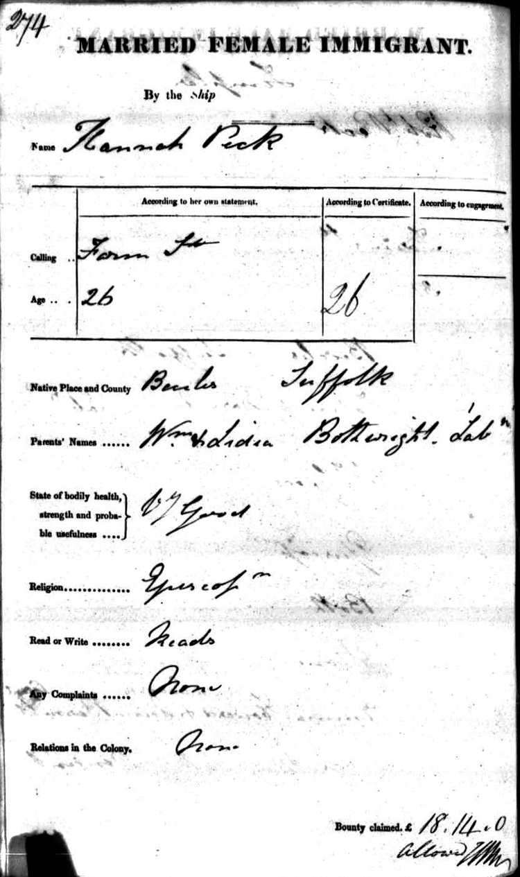 Hannah Botwright Immigration Documents: