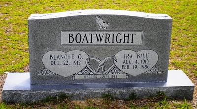 Ira Leggett and Blanche A. Oakley Boatwright Gravestone
