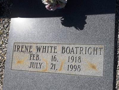 Irene White Boatright Gravestone