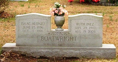 Isaac Alonzo and Ruth Inez Archer Boatwright Gravestone