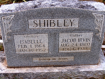 Isabell Boatright and Jacob Irvin Shibley Gravestone