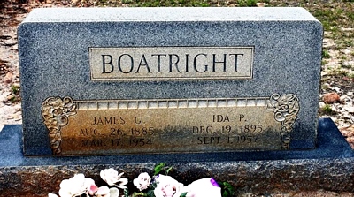 James Grover and Ida Pearl Bachelor Boatright Gravestone