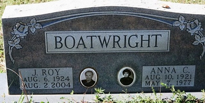 James Roy and Anna C. Cargonia Boatwright Gravestone: