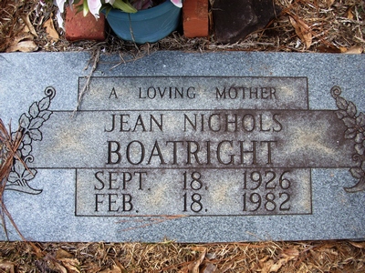 Willie Jean Nichols Boatright Gravestone