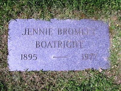 Jennie Rebecca Bromley Boatright Gravestone