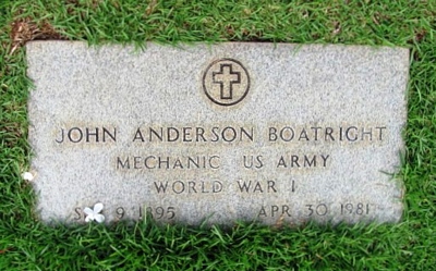 John Anderson Boatright Gravestone