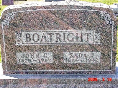 John Clayburn and Sada Jane Hatch Boatright Gravestone