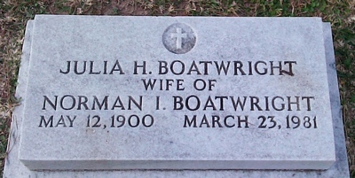 Julia Hogan Boatwright Gravestone