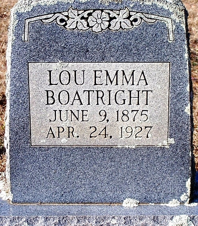 Lou Emma Mosby Boatright Gravestone