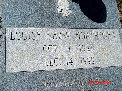 Louise Shaw Boatright Gravestone