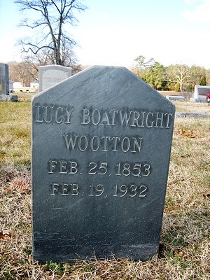 Lucy Jane Boatwright Wootton Gravestone