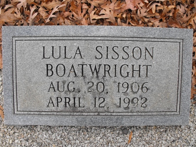Lula Sisson Boatwright Gravestone