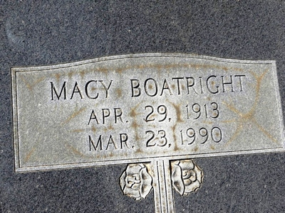 Macy Steedley Boatright Gravestone
