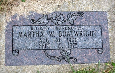 Martha W. Gilland Boatwright Gravestone
