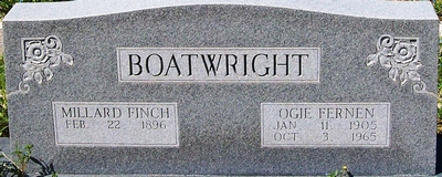 Millard Finch and Ogie Fernen Shaffer Boatwright Gravestone