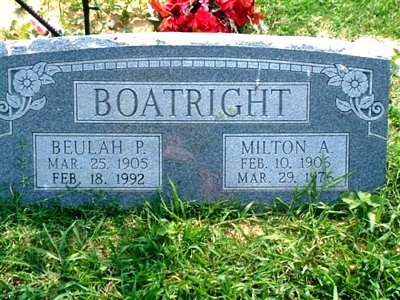 Milton Allen and Beulah Pearl Booker Boatright Gravestone