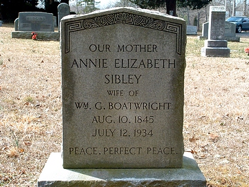 Annie Elizabeth Sibley Boatwright Gravestone: