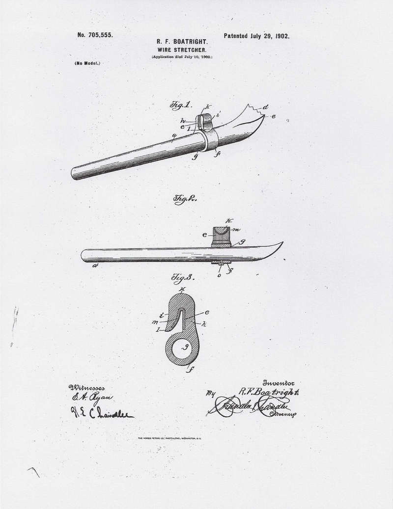 Robert Franklin Boatright Wire Stretcher Patent: