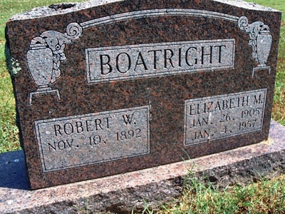 Robert Wesley and Elizabeth M. Boatright Gravestone