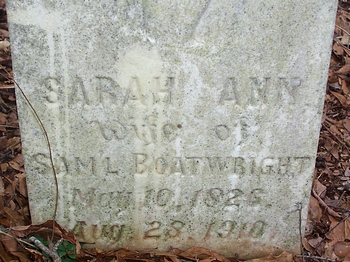 Sarah Ann Hurst Boatwright Gravestone