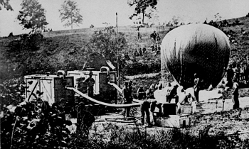 Hot Air Balloon being filled during Civil War