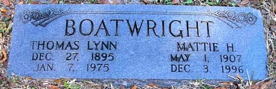 Thomas Lynn and Mattie Mae Hart Boatwright Marker