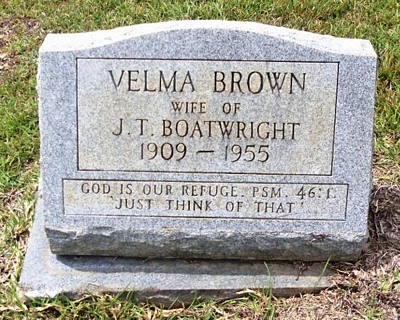 Velma Brown Boatwright Gravestone