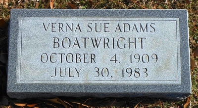Verna Sue Adams Boatwright Gravestone