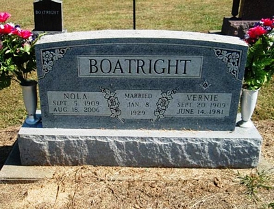 Vernon and Nola Bertrice Barter Boatright Gravestone