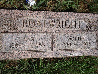 Walter Enoch and Lena M. Gurmer Boatwright Gravestone