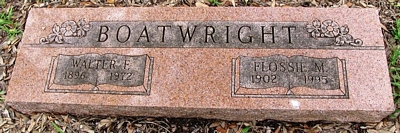 Walter Franklin and Flossie Barber Morrow Boatwright Gravestone