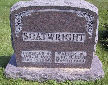 Walter William Boatwright and Frances Alma Temple Gravestone