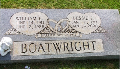 William Earl and Bessie Frederick Boatwright Gravestone