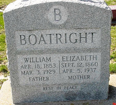 William Henry and Elizabeth W. Berry Boatright Gravestone