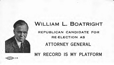 William Louis Boatright campaign poster for Attorney General