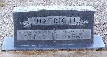 William Walter Boatright and Emila Amanda Johnson Gravestone
