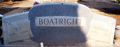 Willie Yater and Beatrice Mae Holland Boatright Gravestone